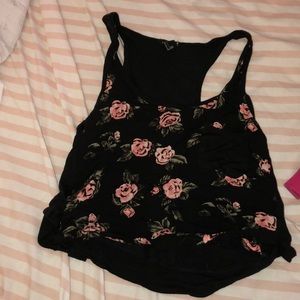 Black Floral Crop Top